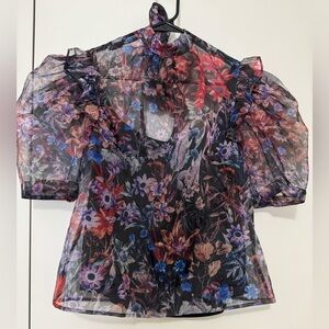 MAEVE PUFF-SLEEVED ORGANZA BLOUSE